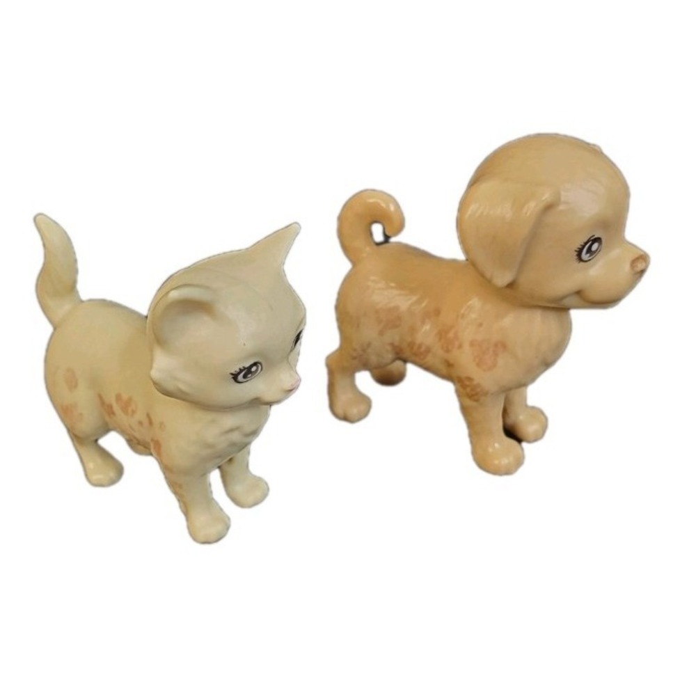 Barbie Play And Wash Pet Animals Dog + Cat Lot of 2 Plastic Figures